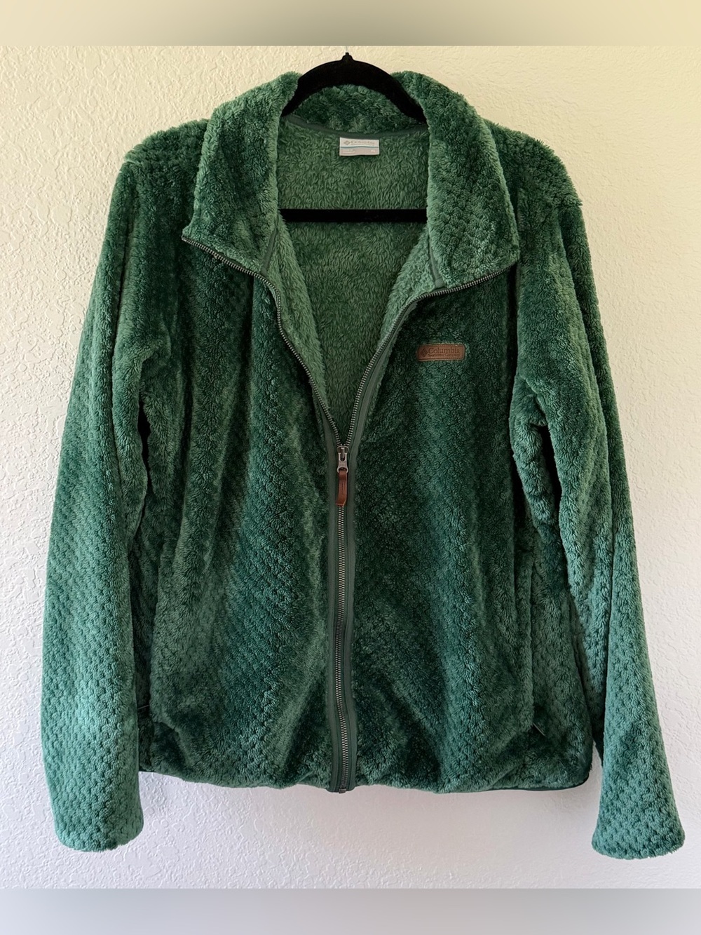Columbia Women’s Cozy Green Plush Zip-Up Jacket Size-X-Large